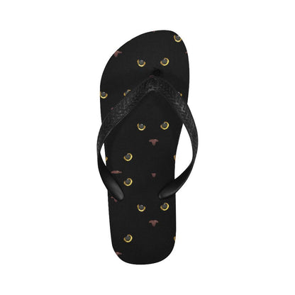 Black Cat Face Print Pattern Flip Flops-JTAMIGO.COM