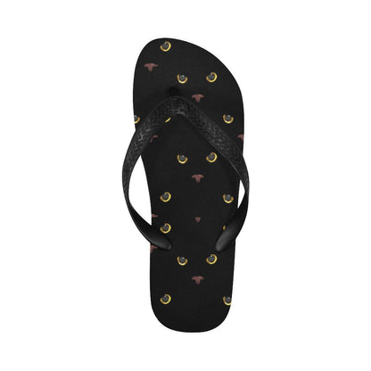 Black Cat Face Print Pattern Flip Flops-JTAMIGO.COM