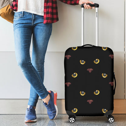 Black Cat Face Print Pattern Luggage Cover Protector