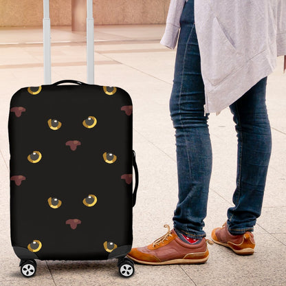 Black Cat Face Print Pattern Luggage Cover Protector