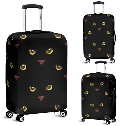 Black Cat Face Print Pattern Luggage Cover Protector