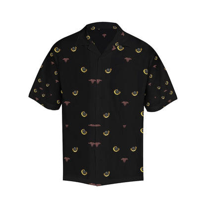 Black Cat Face Print Pattern Men Aloha Hawaiian Shirt