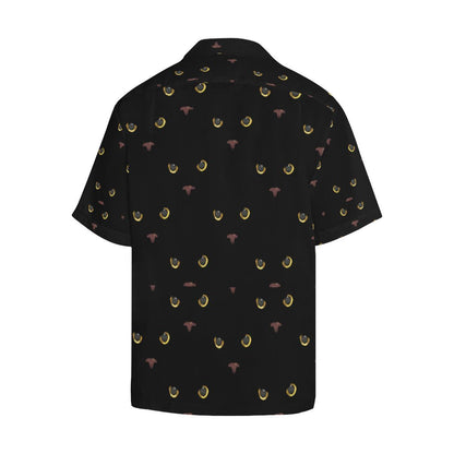 Black Cat Face Print Pattern Men Aloha Hawaiian Shirt