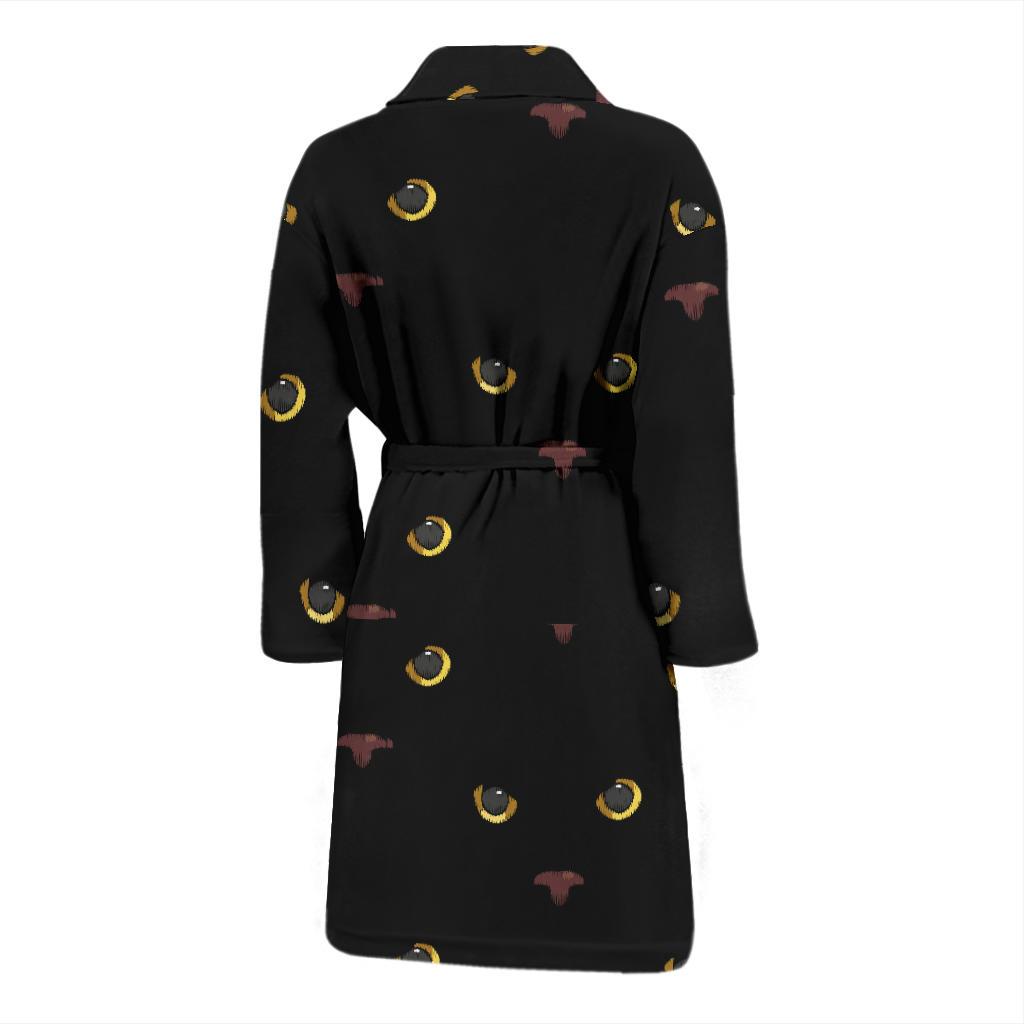 Black Cat Face Print Pattern Men Bath Robe-JTAMIGO.COM