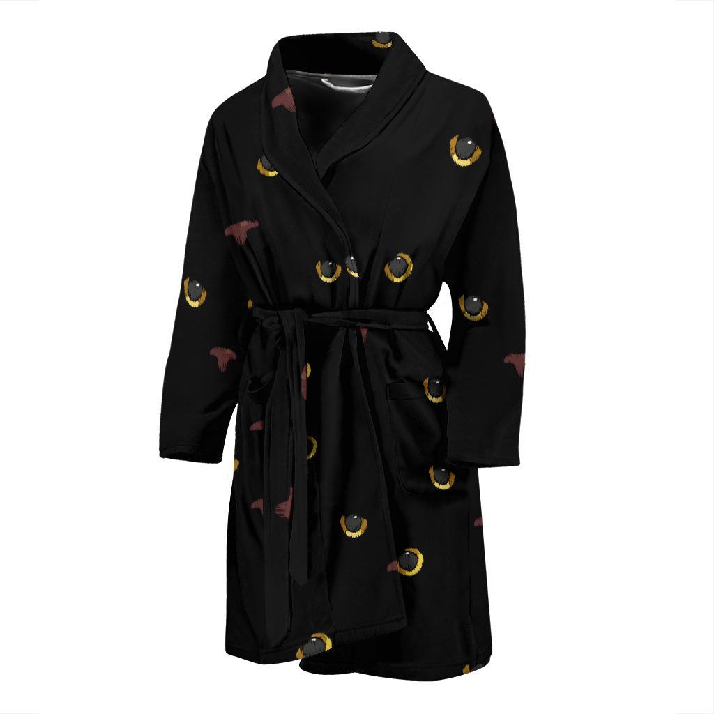 Black Cat Face Print Pattern Men Bath Robe-JTAMIGO.COM