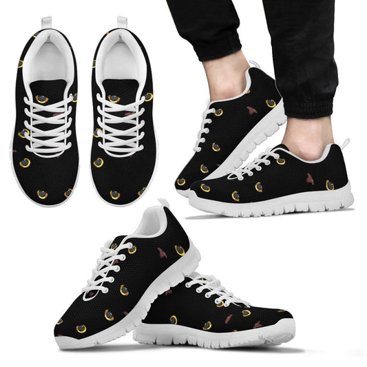 Black Cat Face Print Pattern Men Sneakers Shoes