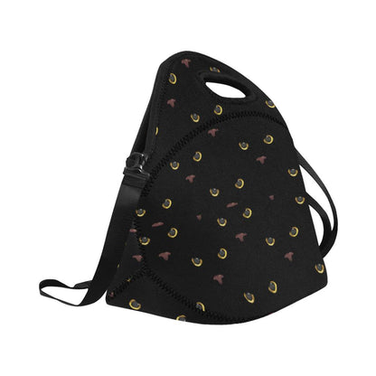 Black Cat Face Print Pattern Neoprene Lunch Bag (Model 1669)(Large)-JTAMIGO.COM