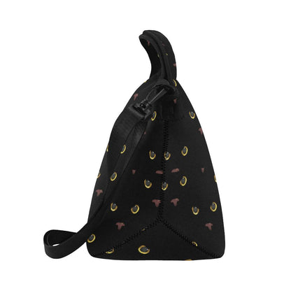Black Cat Face Print Pattern Neoprene Lunch Bag (Model 1669)(Large)-JTAMIGO.COM