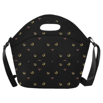 Black Cat Face Print Pattern Neoprene Lunch Bag (Model 1669)(Large)-JTAMIGO.COM