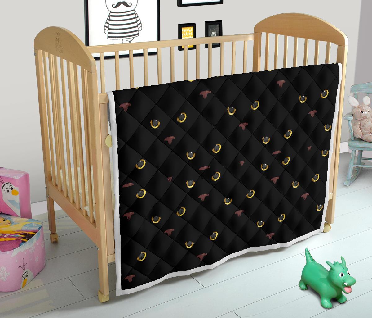 Black Cat Face Print Pattern Premium Quilt-JTAMIGO.COM