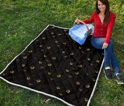 Black Cat Face Print Pattern Premium Quilt-JTAMIGO.COM