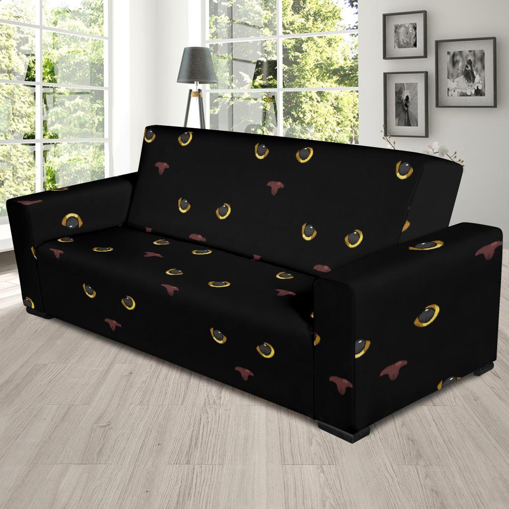 Black Cat Face Print Pattern Sofa Slipcover-JTAMIGO.COM