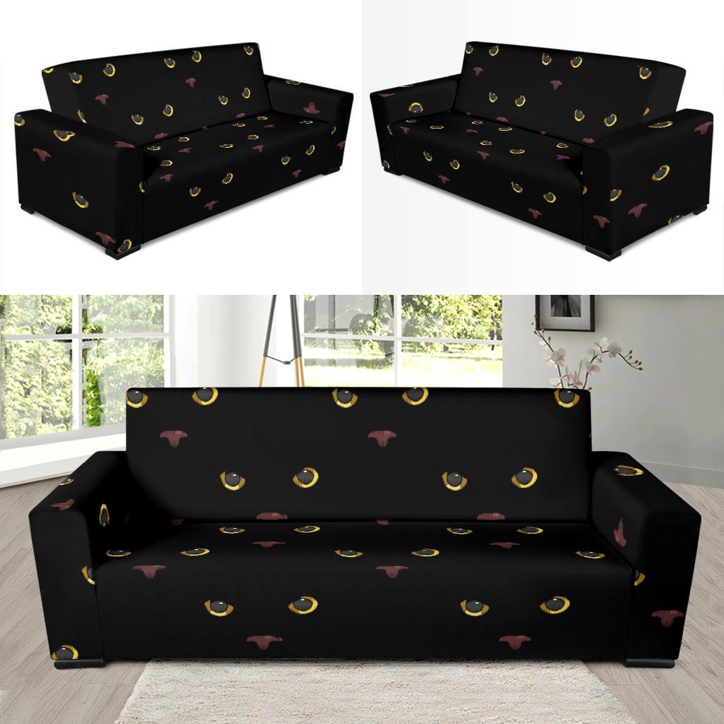 Black Cat Face Print Pattern Sofa Slipcover-JTAMIGO.COM