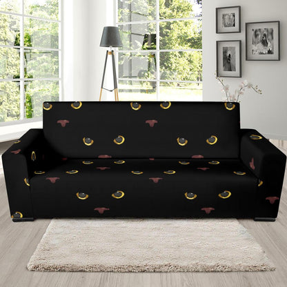Black Cat Face Print Pattern Sofa Slipcover-JTAMIGO.COM