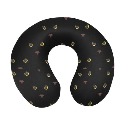 Black Cat Face Print Pattern U-Shaped Travel Neck Pillow-JTAMIGO.COM