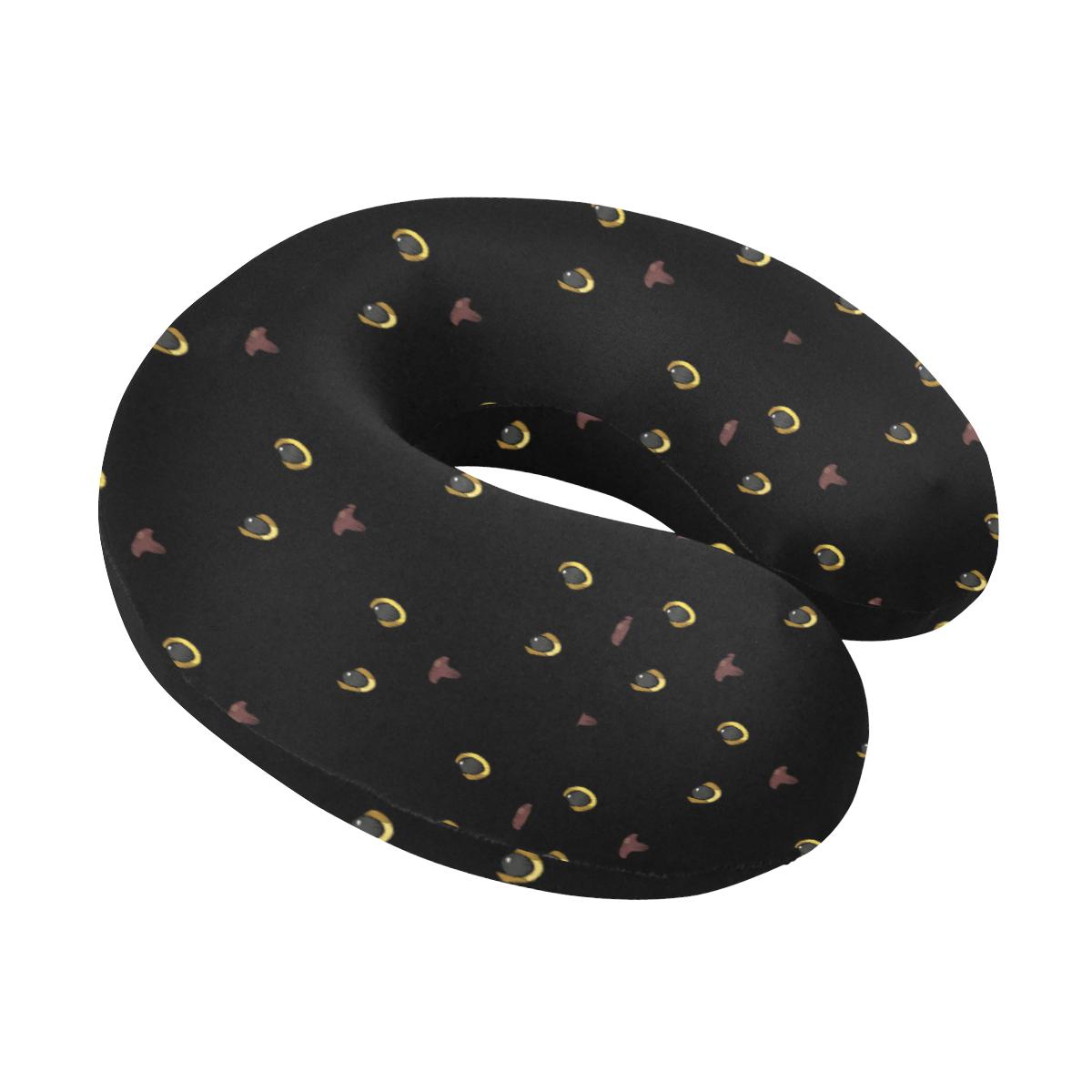 Black Cat Face Print Pattern U-Shaped Travel Neck Pillow-JTAMIGO.COM