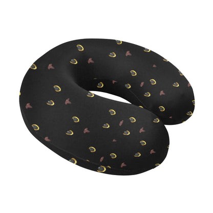 Black Cat Face Print Pattern U-Shaped Travel Neck Pillow-JTAMIGO.COM