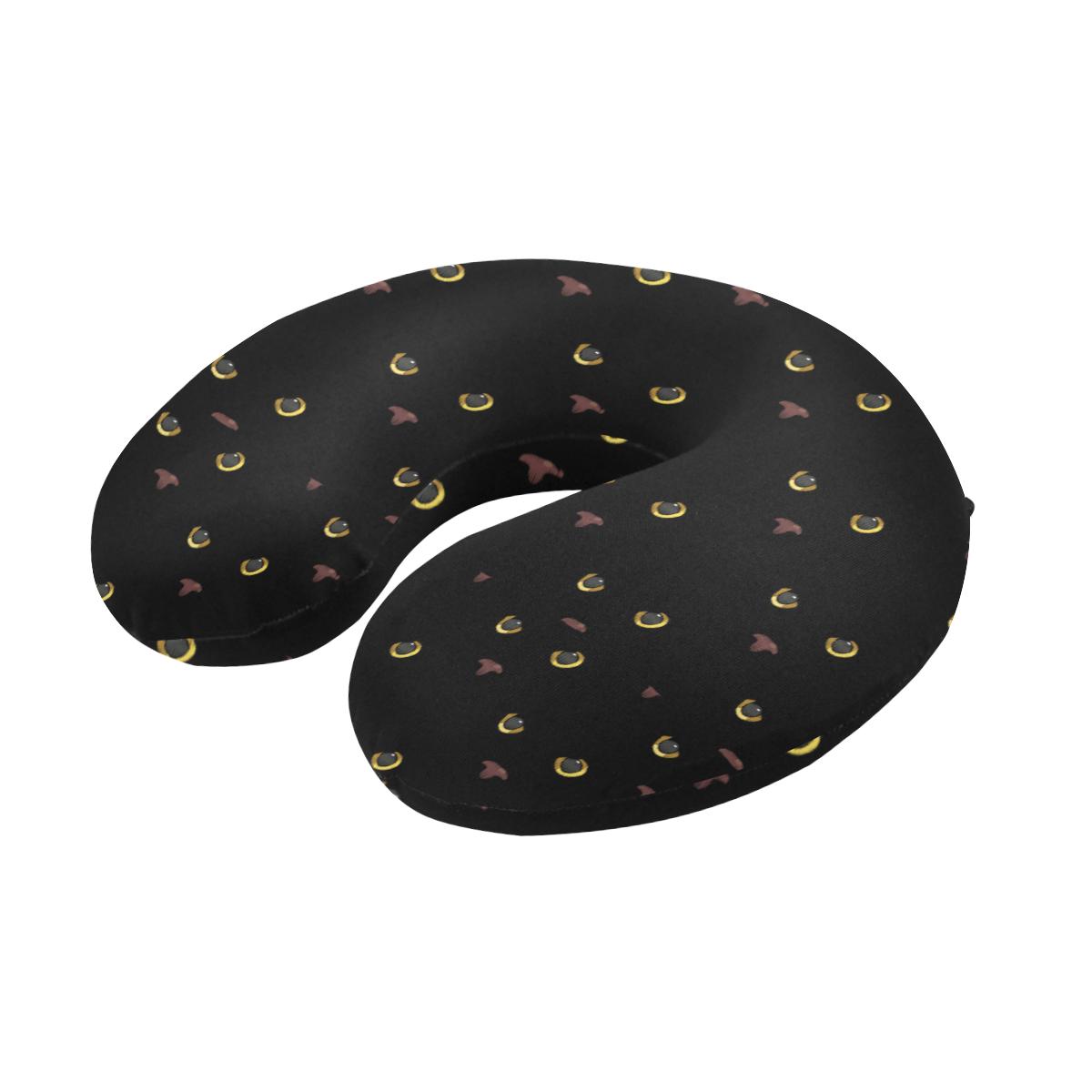 Black Cat Face Print Pattern U-Shaped Travel Neck Pillow-JTAMIGO.COM
