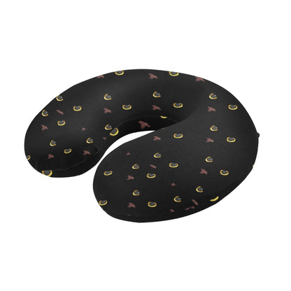 Black Cat Face Print Pattern U-Shaped Travel Neck Pillow-JTAMIGO.COM