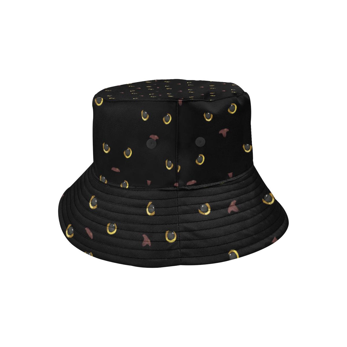 Black Cat Face Print Pattern Unisex Bucket Hat