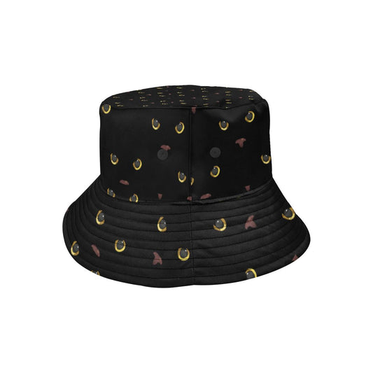 Black Cat Face Print Pattern Unisex Bucket Hat