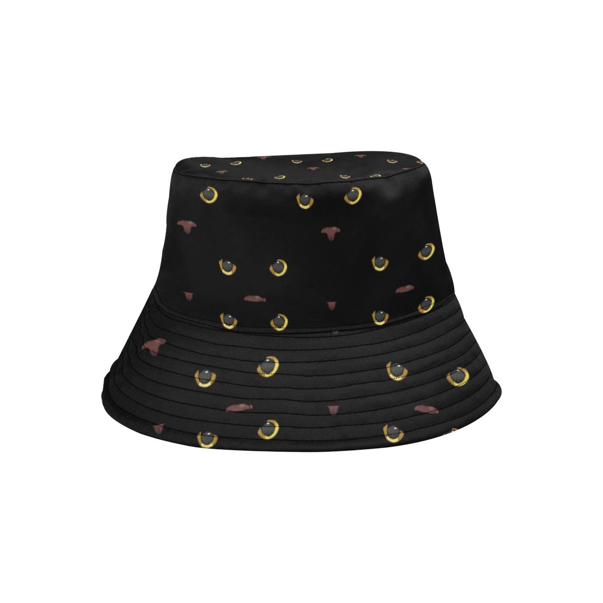 Black Cat Face Print Pattern Unisex Bucket Hat