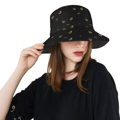 Black Cat Face Print Pattern Unisex Bucket Hat