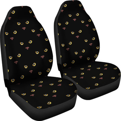 Black Cat Face Print Pattern Universal Fit Car Seat Covers