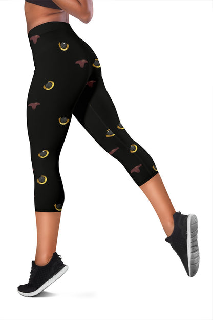 Black Cat Face Print Pattern Women Capris