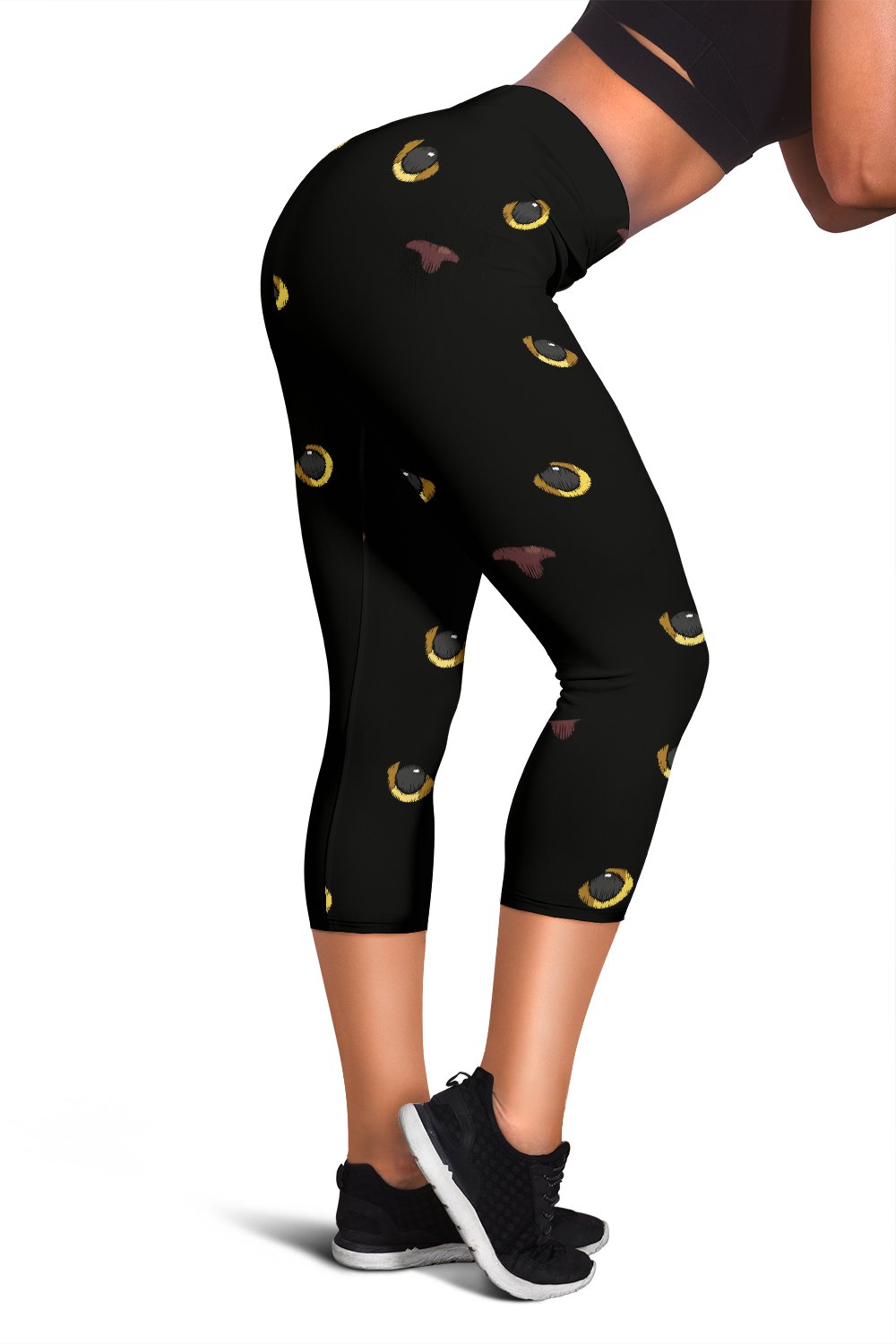 Black Cat Face Print Pattern Women Capris