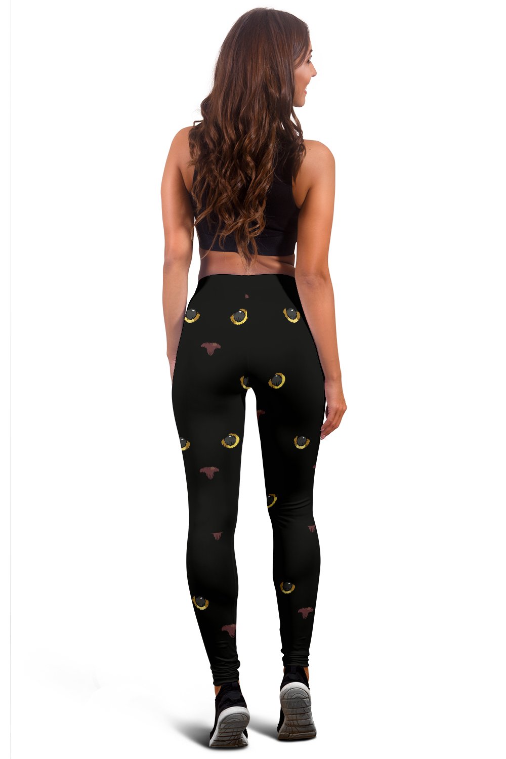 Black Cat Face Print Pattern Women Leggings