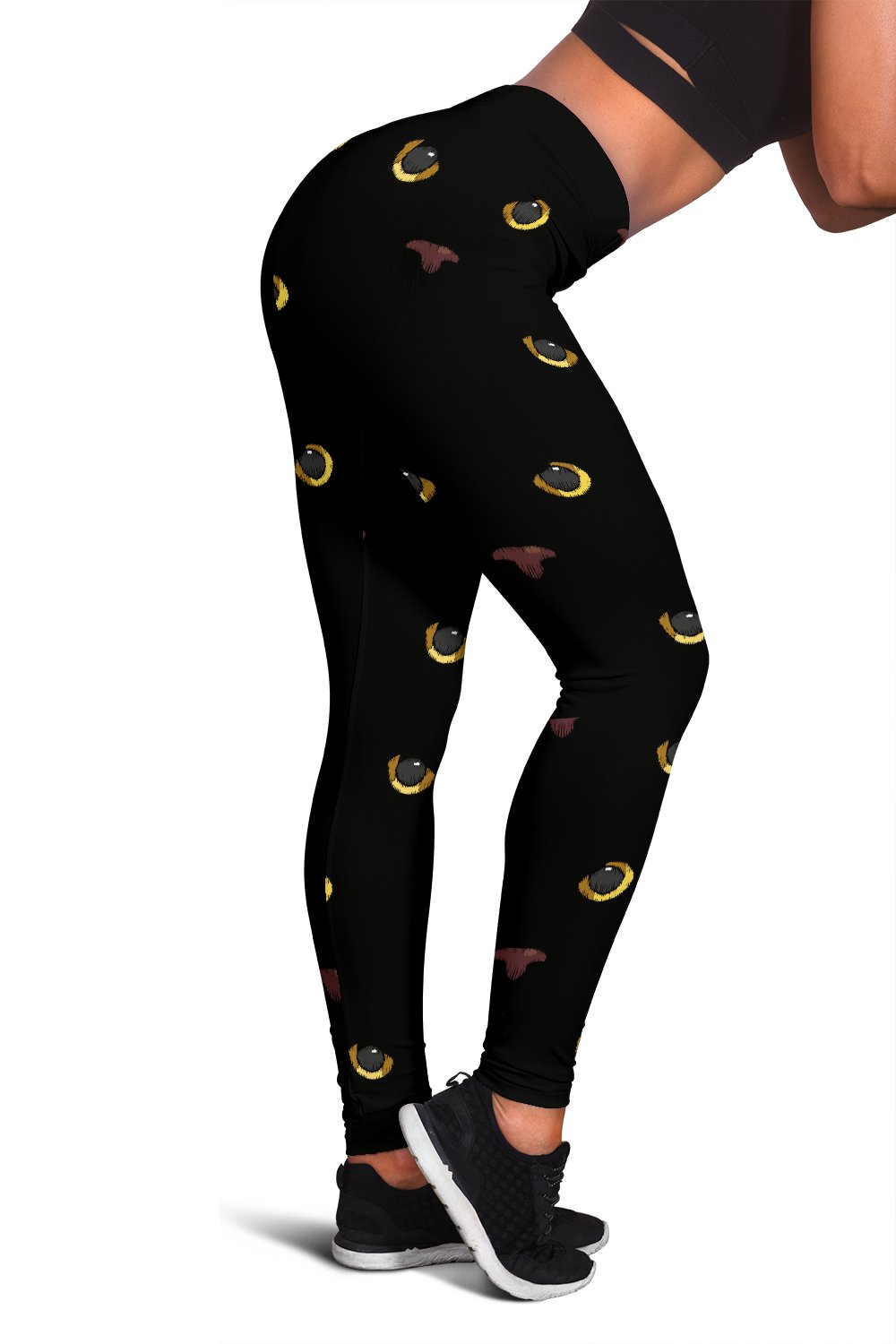 Black Cat Face Print Pattern Women Leggings