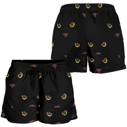 Black Cat Face Print Pattern Women Shorts-JTAMIGO.COM