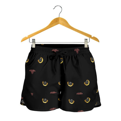 Black Cat Face Print Pattern Women Shorts-JTAMIGO.COM