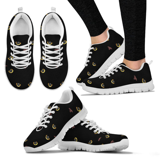 Black Cat Face Print Pattern Women Sneakers Shoes