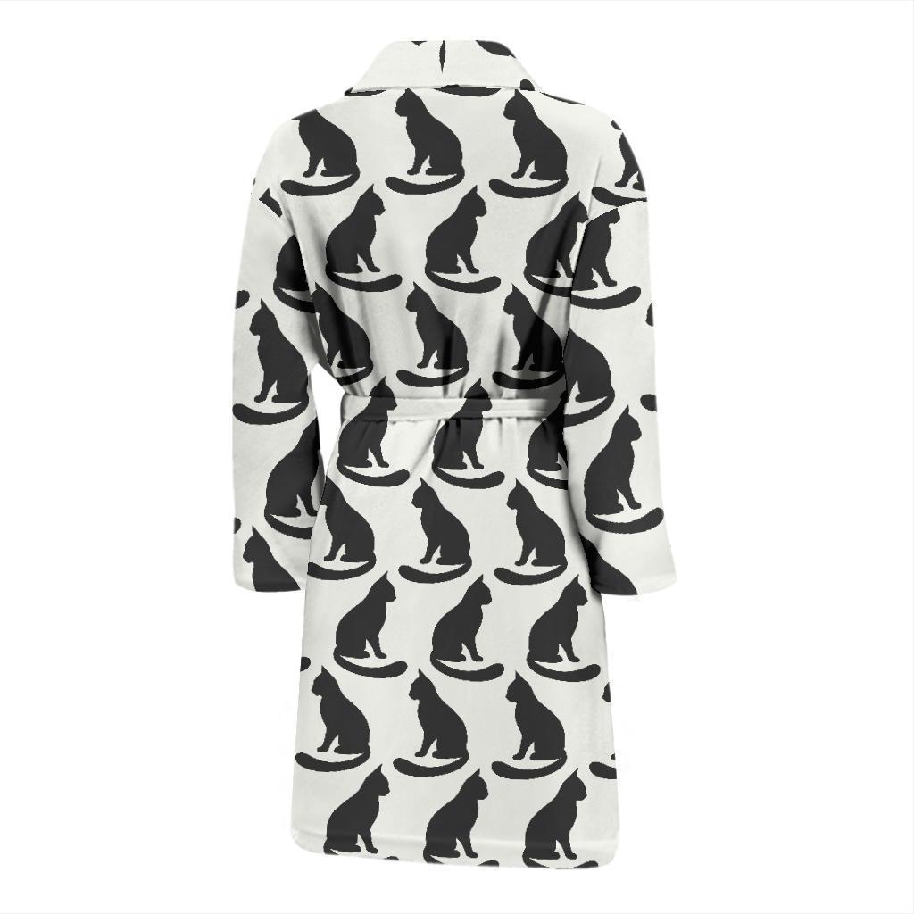 Black Cat Pattern Print Design 02 Men Bathrobe-JORJUNE.COM