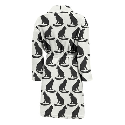 Black Cat Pattern Print Design 02 Men Bathrobe-JORJUNE.COM