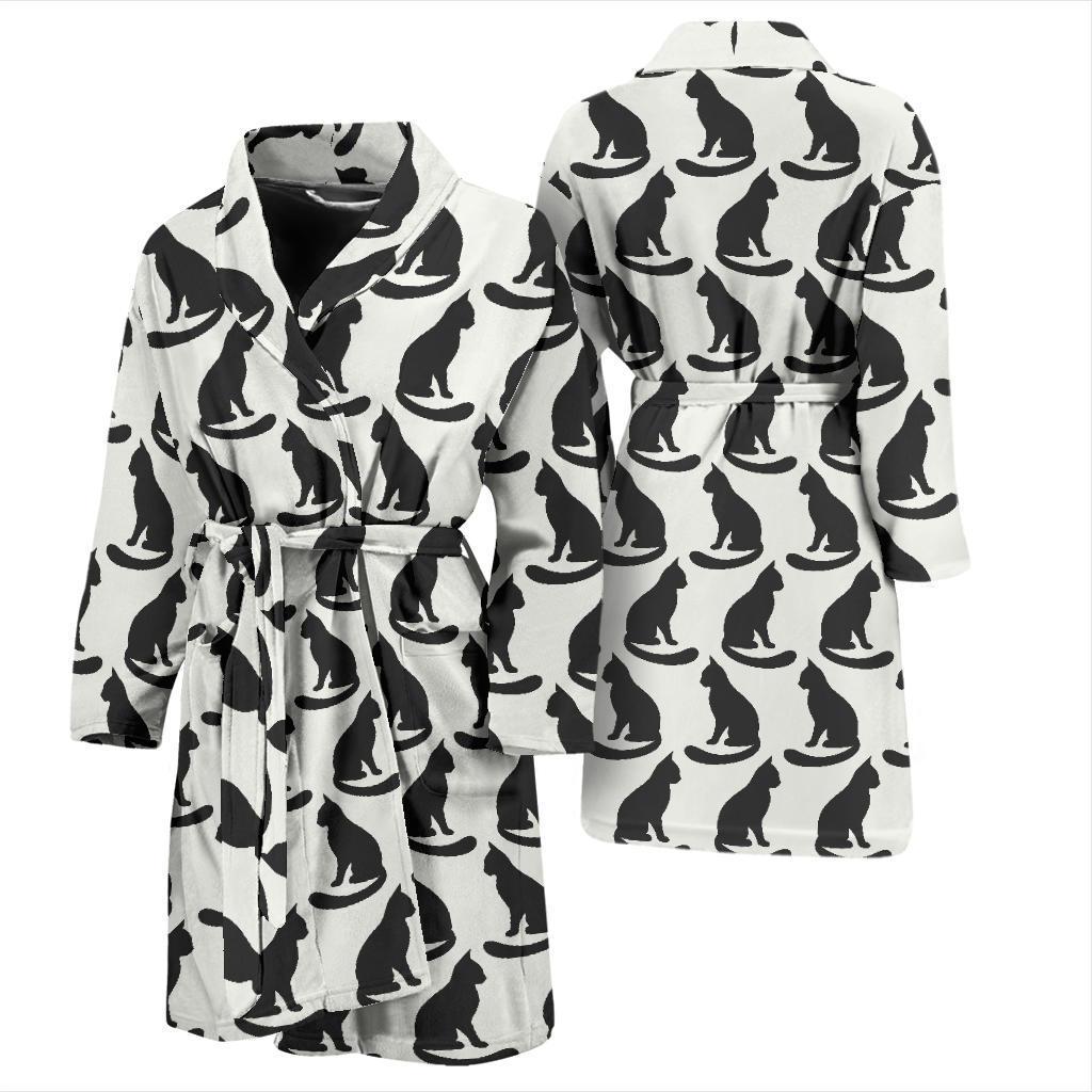 Black Cat Pattern Print Design 02 Men Bathrobe-JORJUNE.COM