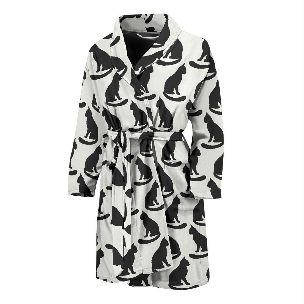 Black Cat Pattern Print Design 02 Men Bathrobe-JORJUNE.COM