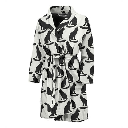 Black Cat Pattern Print Design 02 Men Bathrobe-JORJUNE.COM