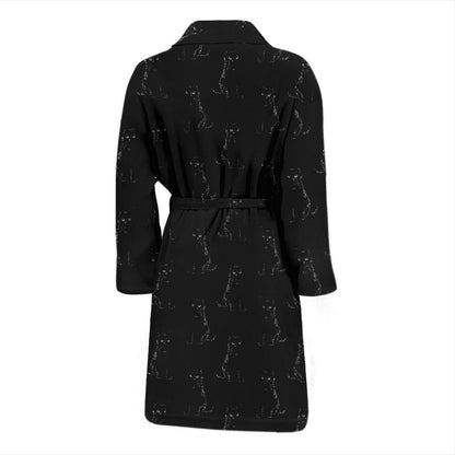 Black Cat Pattern Print Design 03 Men Bathrobe-JORJUNE.COM