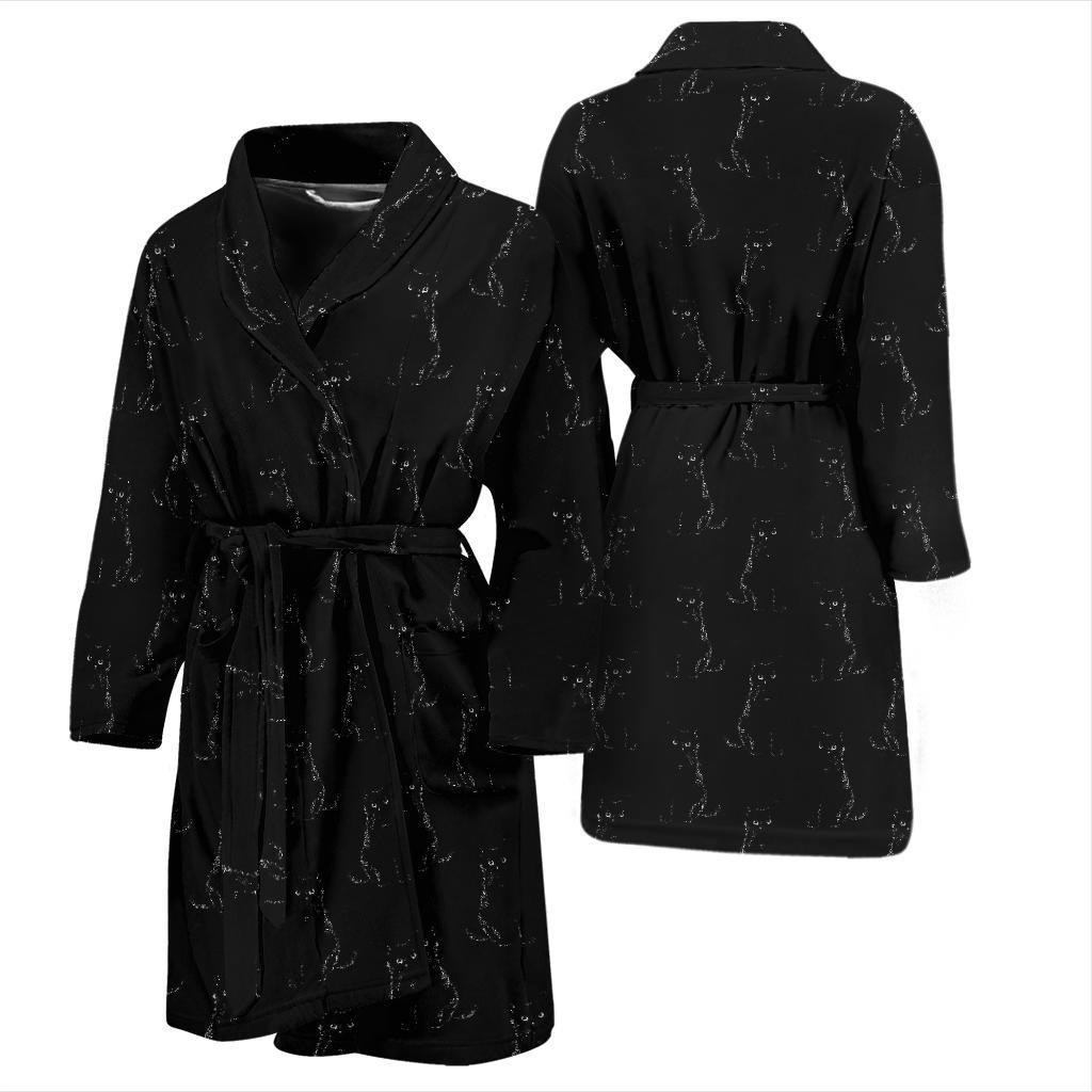 Black Cat Pattern Print Design 03 Men Bathrobe-JORJUNE.COM