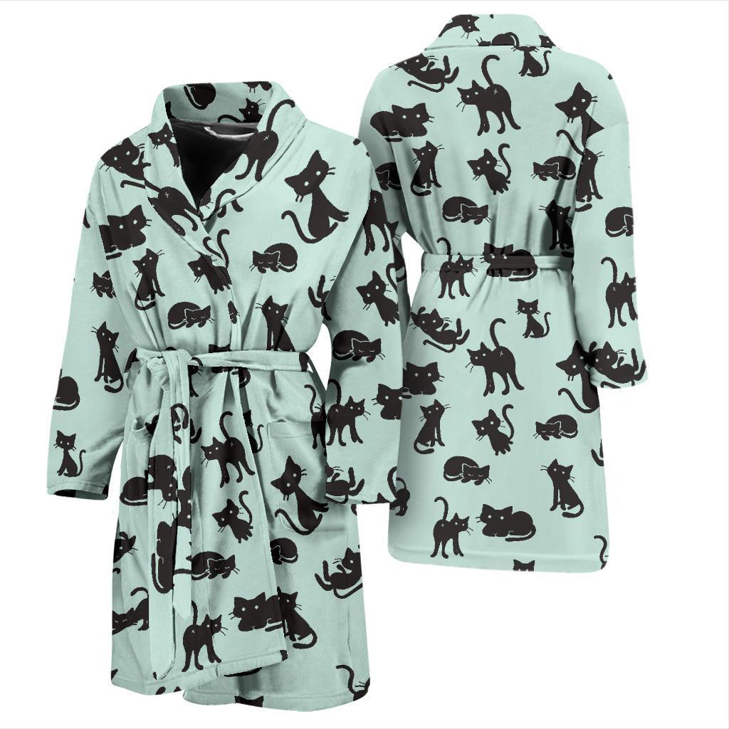 Black Cat Pattern Print Design 04 Men Bathrobe-JORJUNE.COM