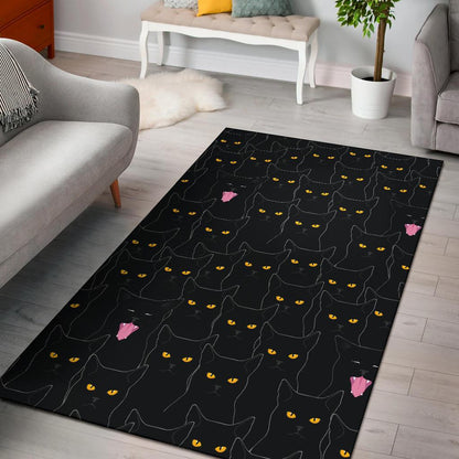 Black Cat Yellow Eyes Print Pattern Area Rugs-JTAMIGO.COM
