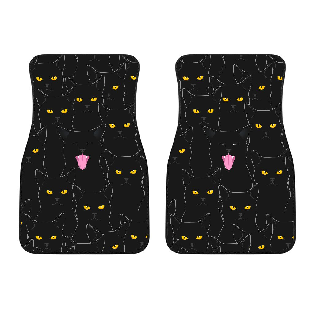 Black Cat Yellow Eyes Print Pattern Car Floor Mats