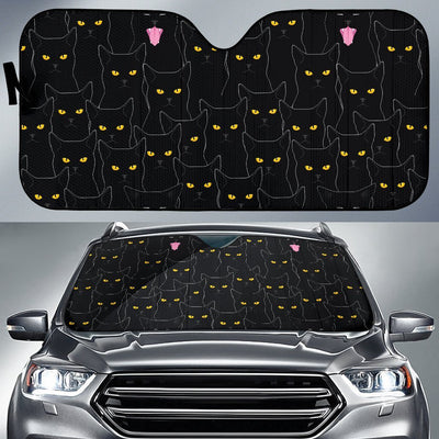 Black Cat Yellow Eyes Print Pattern Car Sun Shade For Windshield