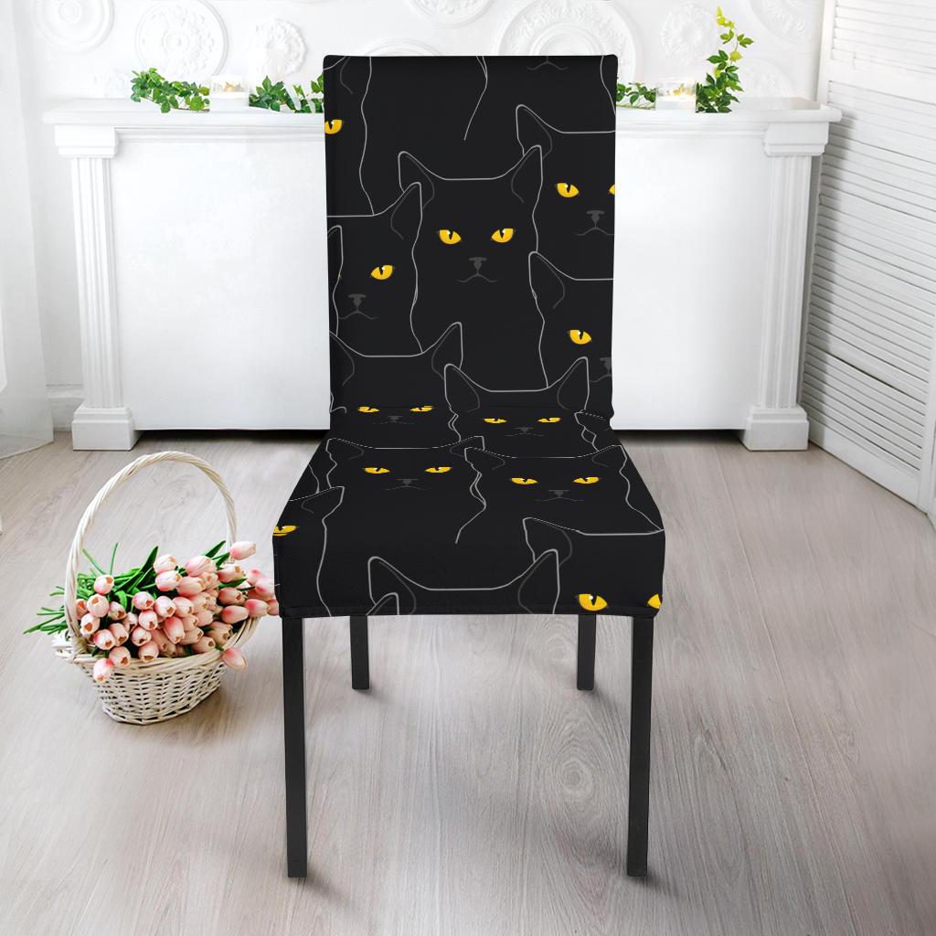 Black Cat Yellow Eyes Print Pattern Dinning Chair Slipper-JTAMIGO.COM