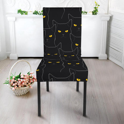 Black Cat Yellow Eyes Print Pattern Dinning Chair Slipper-JTAMIGO.COM