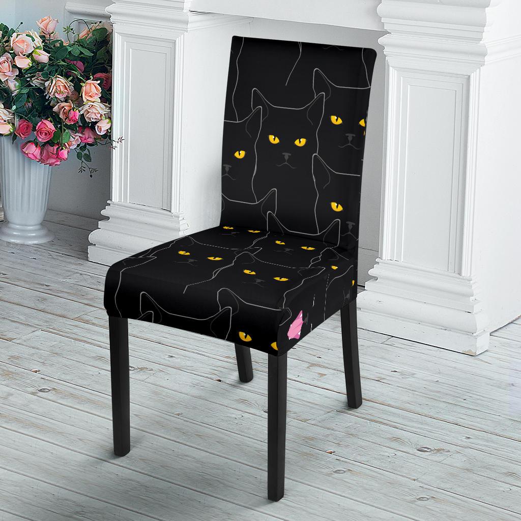 Black Cat Yellow Eyes Print Pattern Dinning Chair Slipper-JTAMIGO.COM