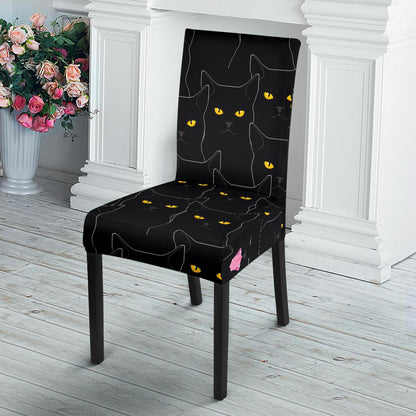 Black Cat Yellow Eyes Print Pattern Dinning Chair Slipper-JTAMIGO.COM